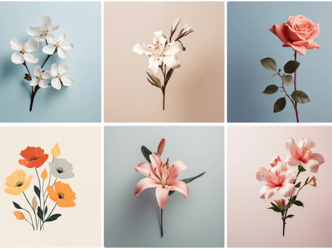 120 Flowers Poster Illustration Backgrounds CG Textures
