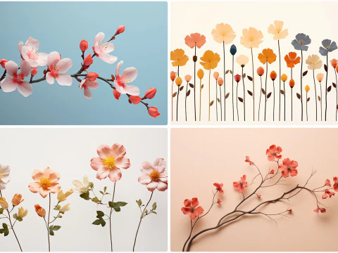 120 Flowers Poster Illustration Backgrounds CG Textures