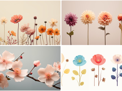 120 Flowers Poster Illustration Backgrounds CG 텍스쳐