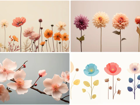 120 Flowers Poster Illustration Backgrounds CG Textures