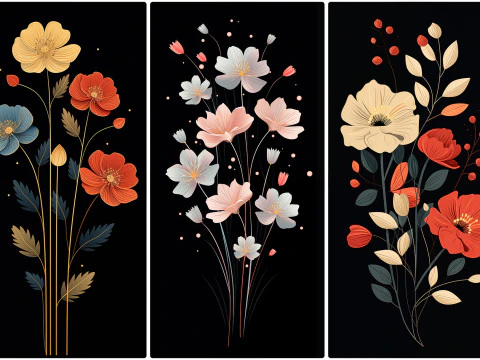 120 Flowers Poster Illustration Backgrounds CG Textures