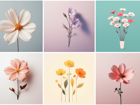 120 Flowers Poster Illustration Backgrounds CG 텍스쳐