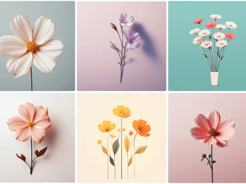 120 Flowers Poster Illustration Backgrounds CG Textures