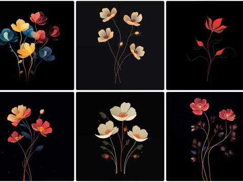 120 Flowers Poster Illustration Backgrounds CG 텍스쳐
