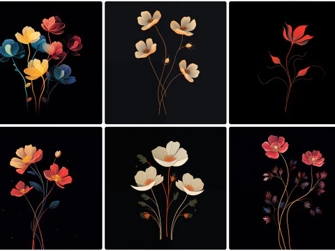 120 Flowers Poster Illustration Backgrounds CG Textures