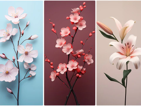 120 Flowers Poster Illustration Backgrounds CG Textures