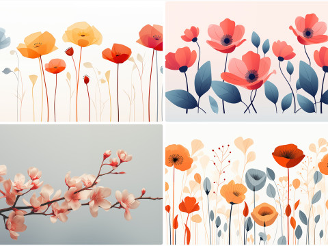 120 Flowers Poster Illustration Backgrounds CG 텍스쳐
