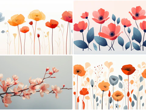 120 Flowers Poster Illustration Backgrounds CG Textures