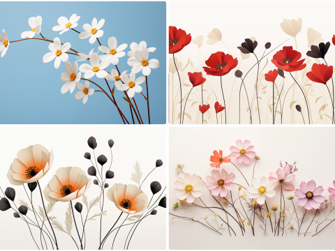 120 Flowers Poster Illustration Backgrounds CG 텍스쳐