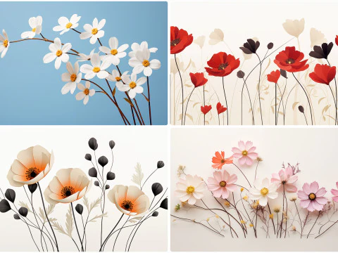 120 Flowers Poster Illustration Backgrounds CG Textures