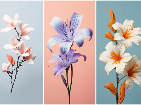 120 Flowers Poster Illustration Backgrounds CG Textures