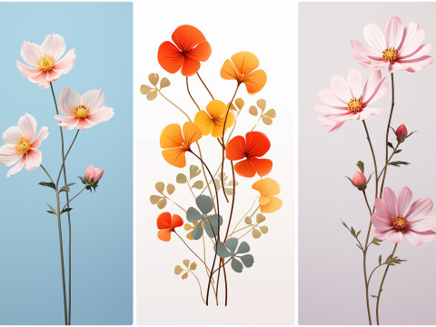 120 Flowers Poster Illustration Backgrounds CG 텍스쳐