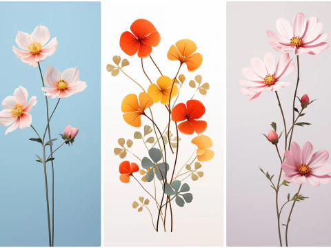 120 Flowers Poster Illustration Backgrounds CG Textures