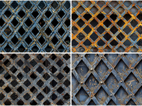 30 Metal Grate Texture Backgrounds CG Tekstury