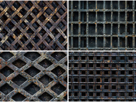 30 Metal Grate Texture Backgrounds CG Textures