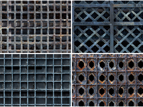 30 Metal Grate Texture Backgrounds CG Tekstury