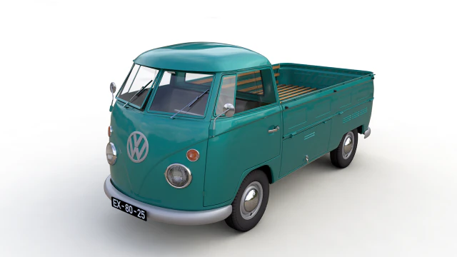 volkswagen transporter pickup single cab - 1962 3D Model .c4d .max .obj .3ds .fbx .stl .blend 