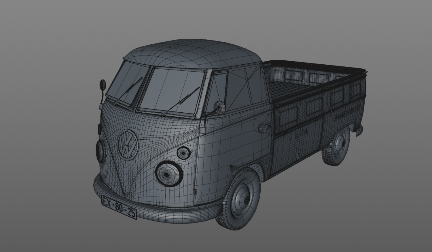 Volkswagen Transporter Pickup Single Cab 1962 3d 模型in 老爷车3dexport