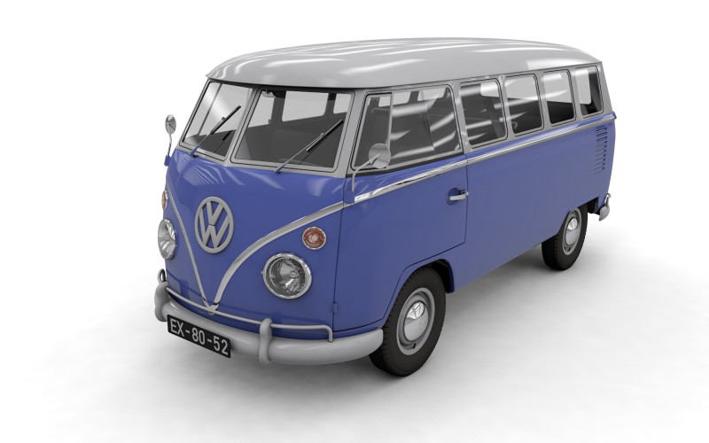 Vw kombi transporter 3D 모델 .c4d .max .obj .3ds .fbx .stl .blend 