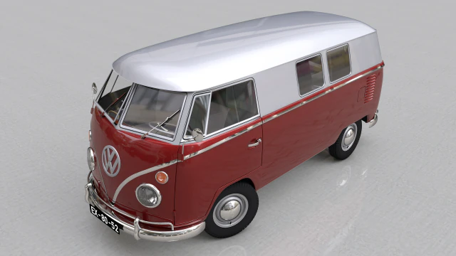 volkswagen transporter splitscreen camper van 1965 3D Model .c4d .max .obj .3ds .fbx .stl .blend