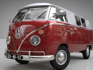 volkswagen transporter splitscreen camper van 1965 3D 模型