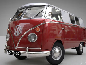 volkswagen transporter splitscreen camper van 1965 3D Model