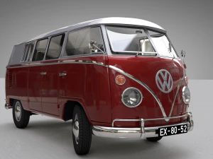 volkswagen transporter splitscreen camper van 1965 3D Model