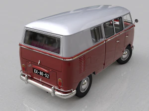 volkswagen transporter splitscreen camper van 1965 3D Model