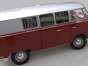 volkswagen transporter splitscreen camper van 1965 3D Model