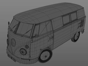 volkswagen transporter splitscreen camper van 1965 3D Model