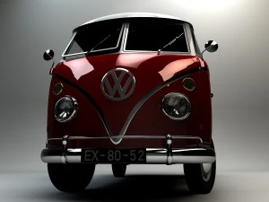 volkswagen transporter splitscreen camper van 1965 3D Model