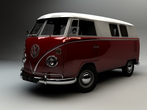 volkswagen transporter splitscreen camper van 1965 3D 模型