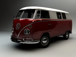 volkswagen transporter splitscreen camper van 1965 3D Model