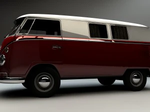 volkswagen transporter splitscreen camper van 1965 3D Model