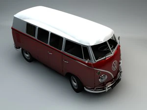 volkswagen transporter splitscreen camper van 1965 3D Model