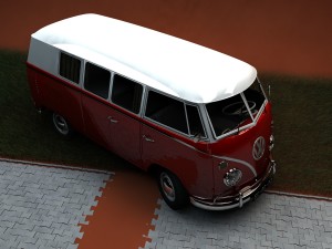 volkswagen transporter splitscreen camper van 1965 3D 模型