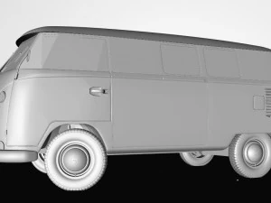 volkswagen transporter splitscreen camper van 1965 3D Model