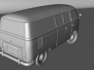 volkswagen transporter splitscreen camper van 1965 3D Model