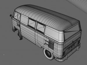 volkswagen transporter splitscreen camper van 1965 3D Model