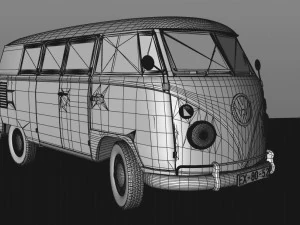volkswagen transporter splitscreen camper van 1965 3D Model