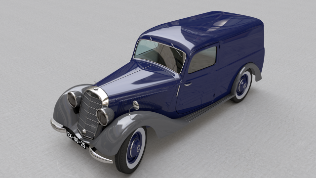 mercedes-benz 170v panel van 1952 Modello 3D .c4d .max .obj .3ds .fbx .stl .blend 