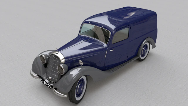 mercedes-benz 170v panel van 1952 3D Model .c4d .max .obj .3ds .fbx .stl .blend