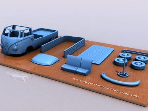 Volkswagen однокабинный тип 1 - 1962 г. 3D Принт Модель