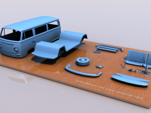 volkswagen bay window type 2 1969 Model Cetak 3D