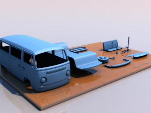 volkswagen bay window type 2 1969 3D Print Model