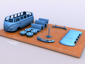 volkswagen microbus deluxe type 1 - 1968 Modello di stampa 3D