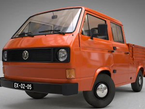 Volkswagen Transporter T3 пикап с двойной кабиной - 1979 г. 3D Модель
