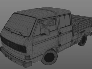 Volkswagen Transporter T3 пикап с двойной кабиной - 1979 г. 3D Модель