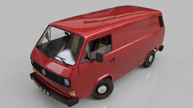 Volkswagen transporter t3 cargo - 1979 3D Модель .c4d .max .obj .3ds .fbx .stl .blend 