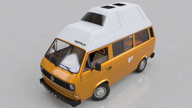Volkswagen T3 Camping Westfalia Joker - 1980 г. 3D Модель .c4d .max .obj .3ds .fbx .stl .blend 